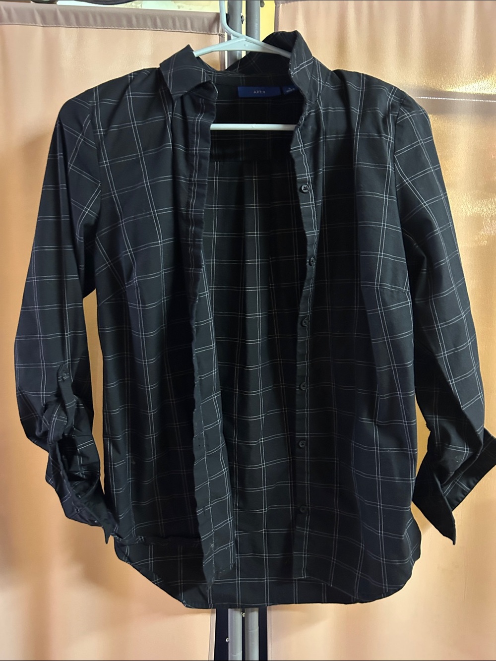 Apt. 9 Black Windowpane Button-Down Shirt